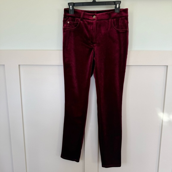 NY Collection Pants - NY Collection Mid Rise Velvet Pants Women’s 6 Red Whimsigoth Dark Romantic